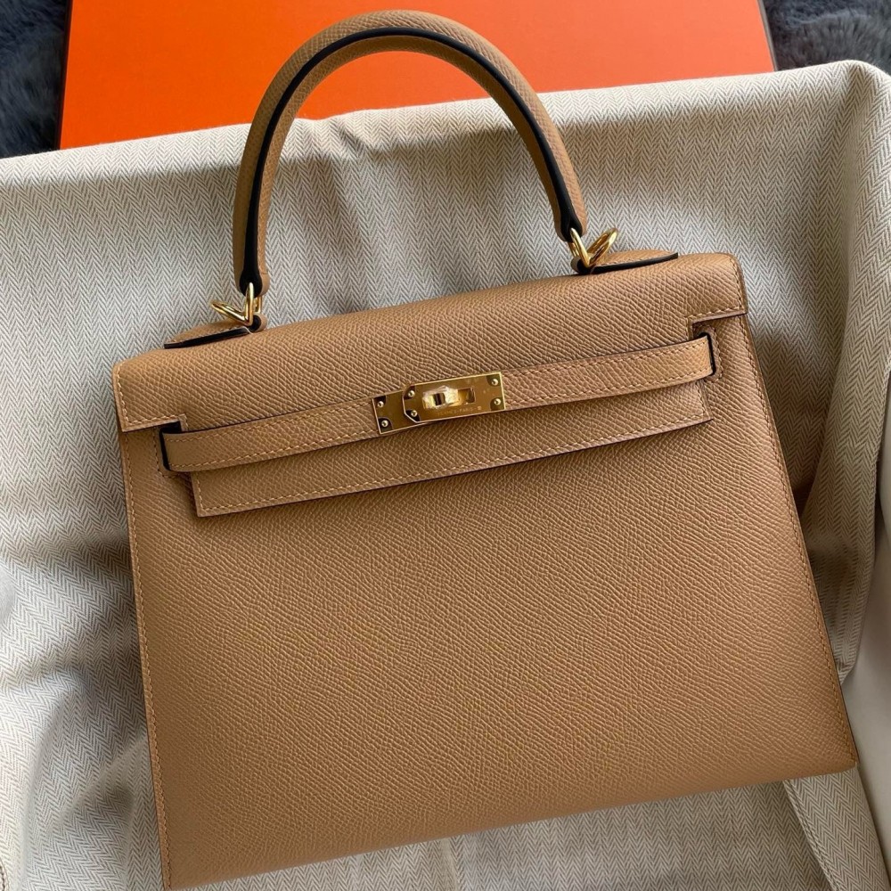 Hermes Kelly Sellier 25 Handmade Bag In Chai Epsom Calfskin LDBS242683