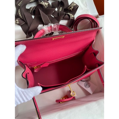 Hermes Kelly Sellier 25 Handmade Bag In Peach Epsom Calfskin LDBS242689