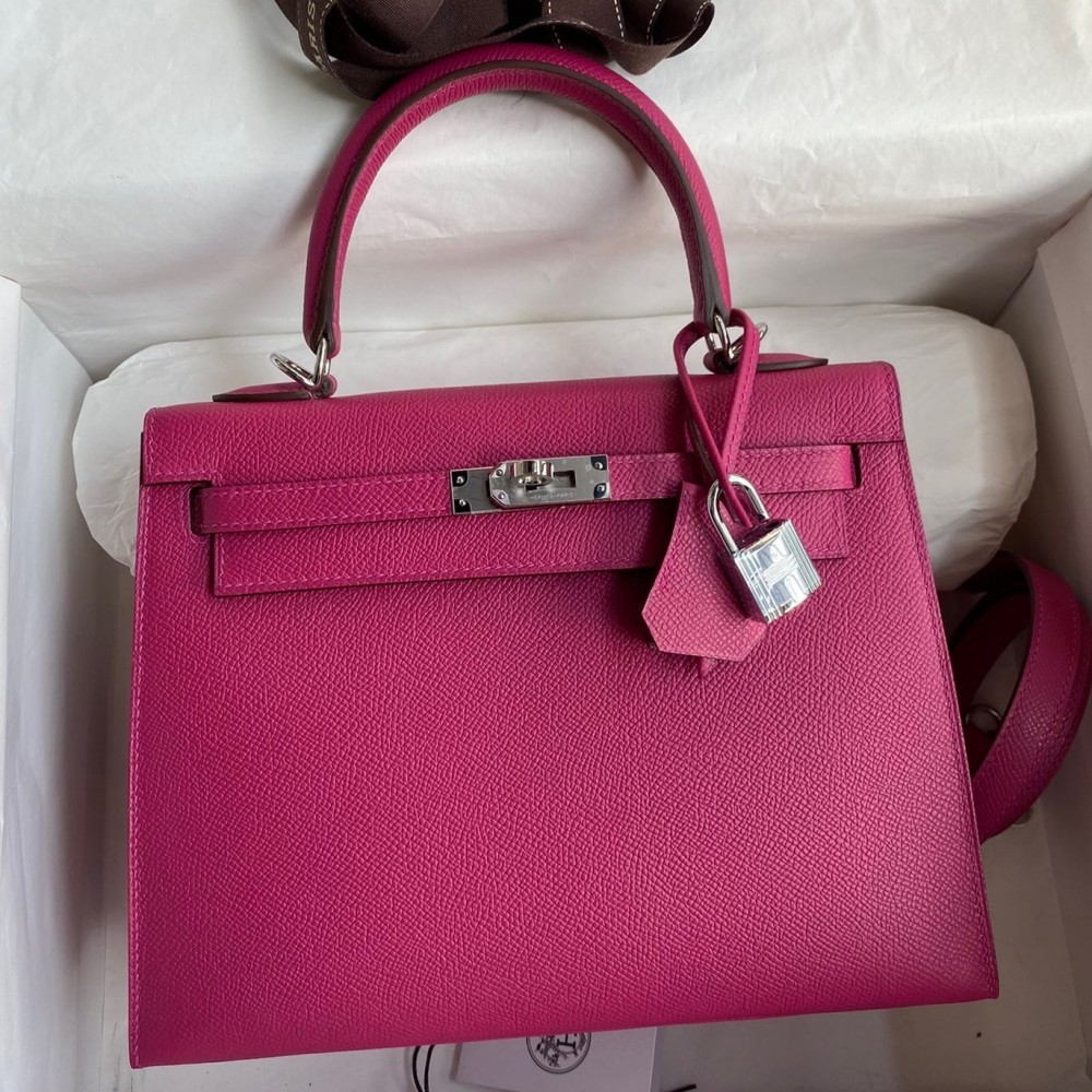 Hermes Kelly Sellier 25 Handmade Bag In Rose Purple Epsom Calfskin LDBS242691