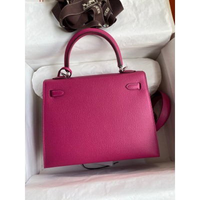 Hermes Kelly Sellier 25 Handmade Bag In Rose Purple Epsom Calfskin LDBS242691