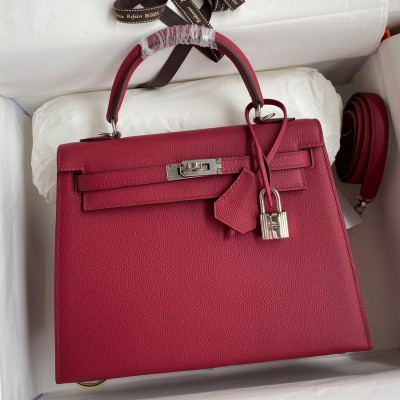 Hermes Kelly Sellier 25 Handmade Bag In Ruby Epsom Calfskin LDBS242692