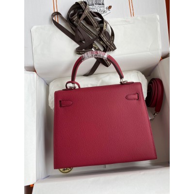 Hermes Kelly Sellier 25 Handmade Bag In Ruby Epsom Calfskin LDBS242692