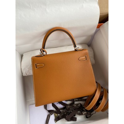 Hermes Kelly Sellier 25 Handmade Bag In Toffee Epsom Calfskin LDBS242693