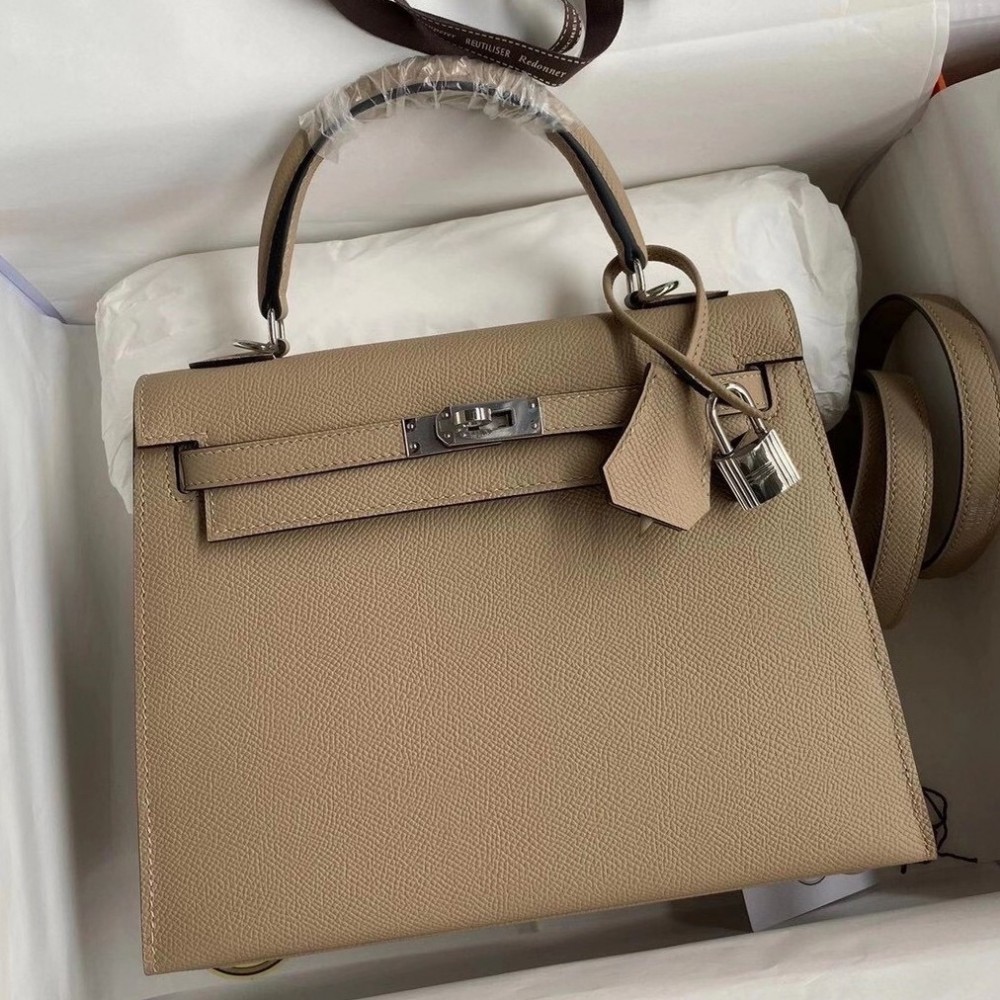 Hermes Kelly Sellier 25 Handmade Bag In Trench Epsom Calfskin LDBS242694