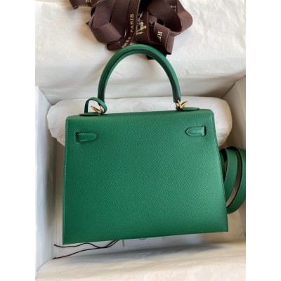 Hermes Kelly Sellier 25 Handmade Bag In Vert Vertigo Epsom Calfskin LDBS242700