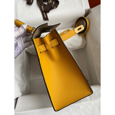 Hermes Kelly Sellier 28 Bicolor Bag in Trench and Yellow Epsom Calfskin LDBS242707