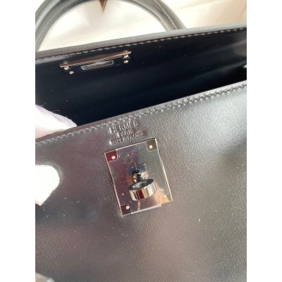 Hermes Kelly Sellier 28 Handmade Bag In Black Box Calfskin LDBS242710