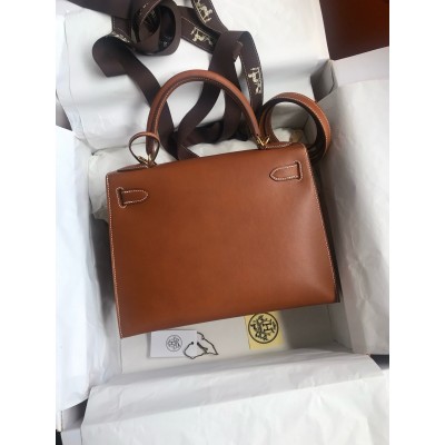 Hermes Kelly Sellier 28 Handmade Bag In Gold Barenia Calfskin LDBS242716