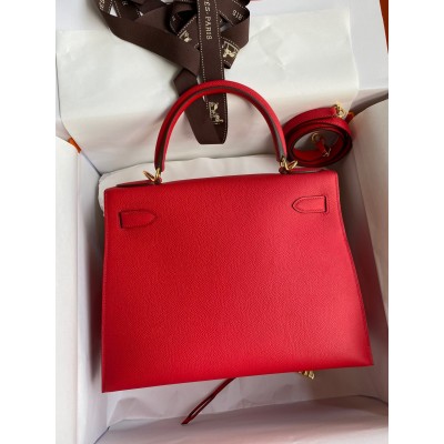 Hermes Kelly Sellier 28 Handmade Bag In Red Epsom Calfskin LDBS242722