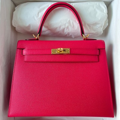 Hermes Kelly Sellier 28 Handmade Bag In Rose Extreme Epsom Calfskin LDBS242723