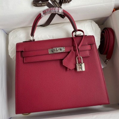 Hermes Kelly Sellier 28 Handmade Bag In Ruby Epsom Calfskin LDBS242725