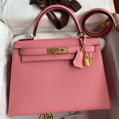 Hermes Kelly Sellier 32 Handmade Bag In Rose Confetti Epsom Calfskin LDBS242732