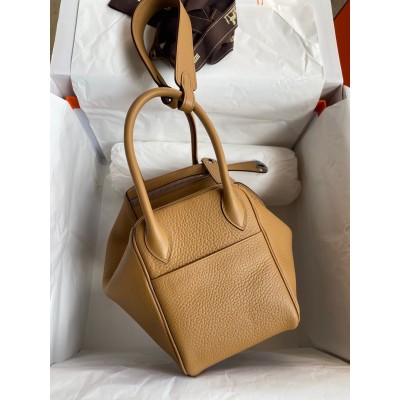 Hermes Lindy 26 Handmade Bag In Biscuit Clemence Leather LDBS242772