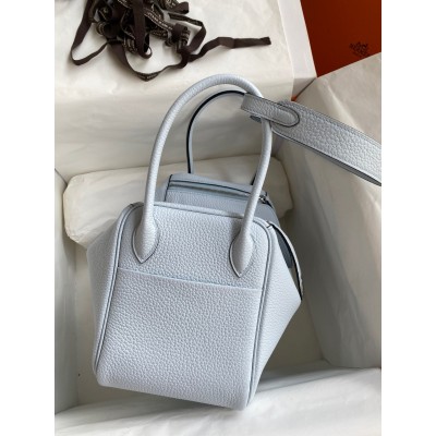 Hermes Lindy 26 Handmade Bag In Blue Brume Clemence Leather LDBS242774