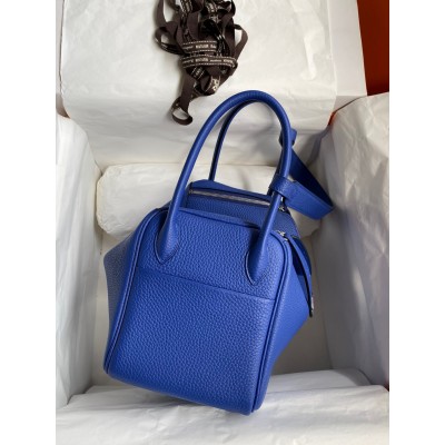 Hermes Lindy 26 Handmade Bag In Blue Electric Clemence Leather LDBS242775