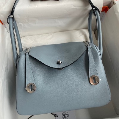 Hermes Lindy 26 Handmade Bag In Blue Lin Evercolor Leather LDBS242778