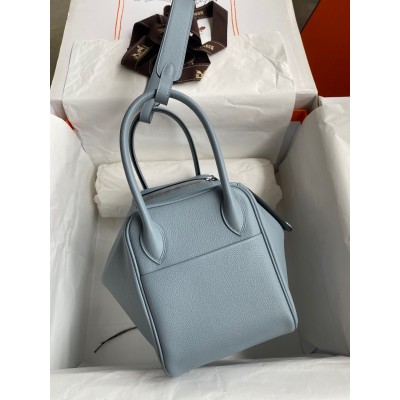 Hermes Lindy 26 Handmade Bag In Blue Lin Evercolor Leather LDBS242778