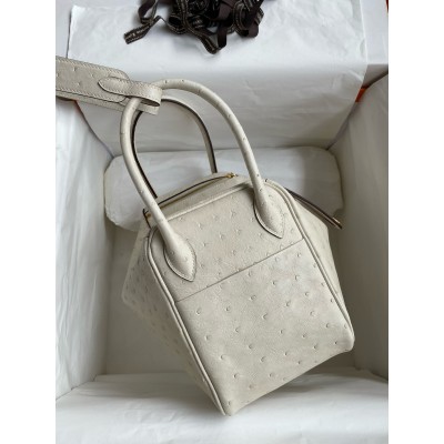 Hermes Lindy 26 Handmade Bag In Craie Ostrich Leather LDBS242782