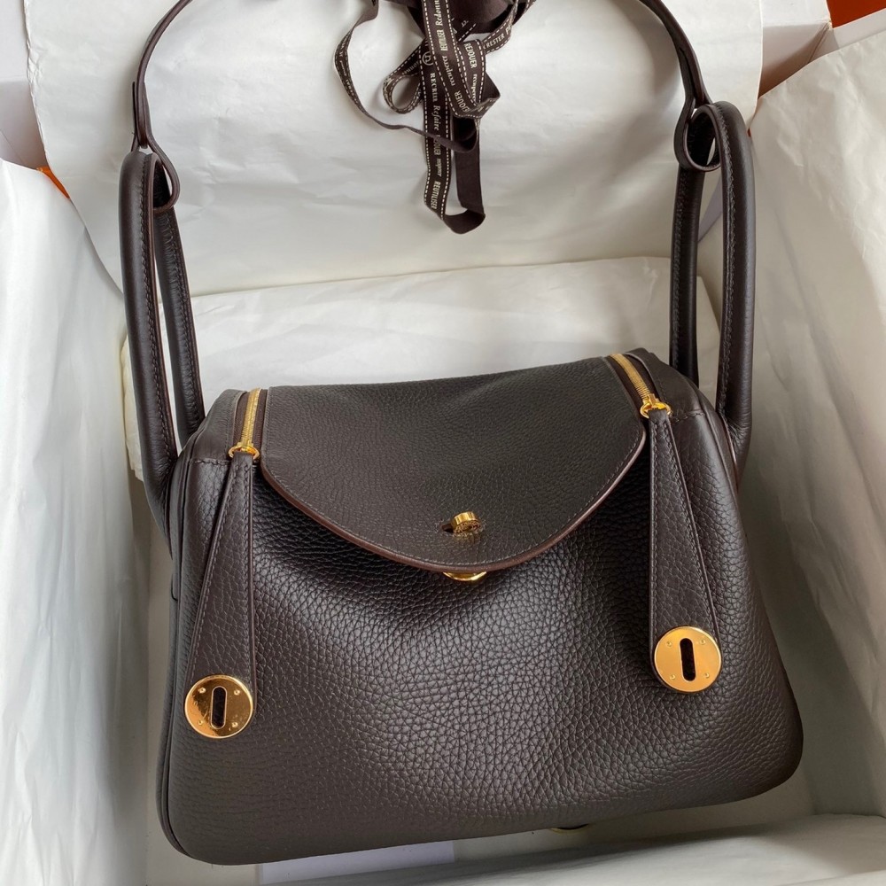 Hermes Lindy 26 Handmade Bag In Ebene Clemence Leather LDBS242783