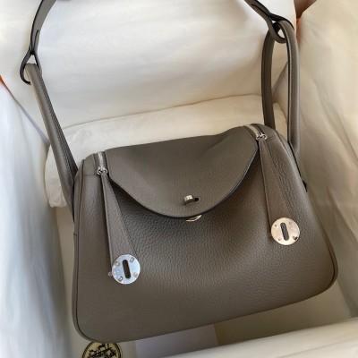 Hermes Lindy 26 Handmade Bag In Etain Clemence Leather LDBS242784