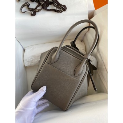 Hermes Lindy 26 Handmade Bag In Etain Clemence Leather LDBS242784