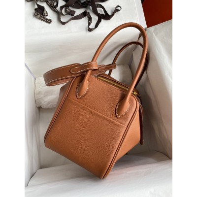 Hermes Lindy 26 Handmade Bag In Gold Evercolor Leather LDBS242786