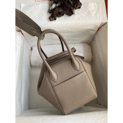 Hermes Lindy 26 Handmade Bag In Gris Asphalt Clemence Leather LDBS242788