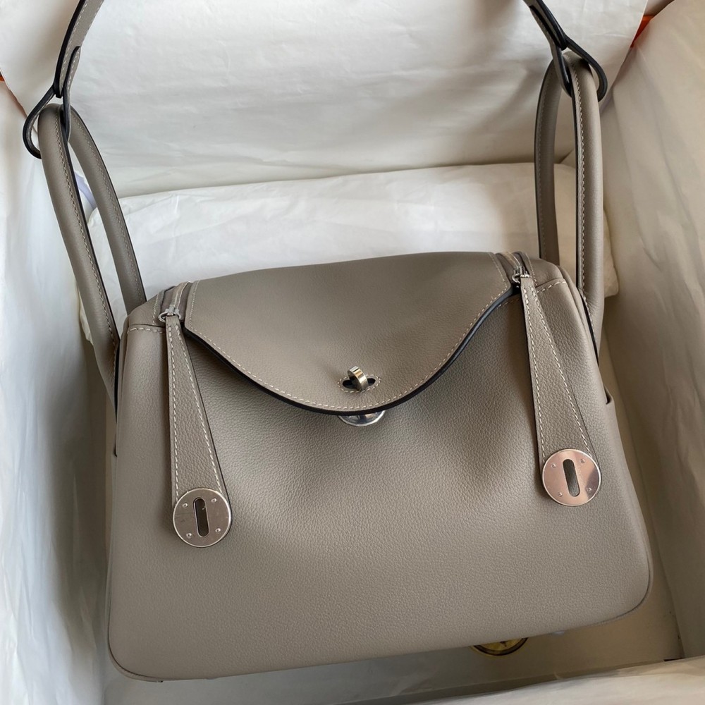 Hermes Lindy 26 Handmade Bag In Gris Asphalt Evercolor Leather LDBS242789