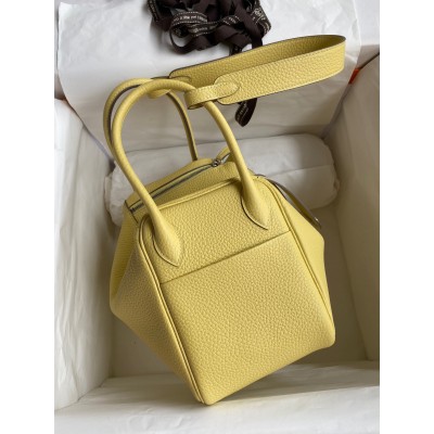 Hermes Lindy 26 Handmade Bag In Jaune Poussin Clemence Leather LDBS242791