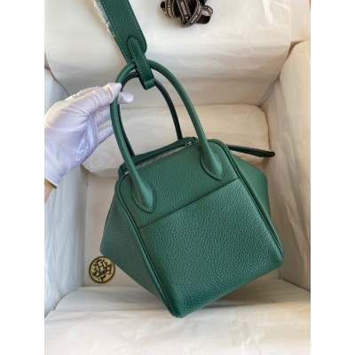 Hermes Lindy 26 Handmade Bag In Malachite Clemence Leather LDBS242792