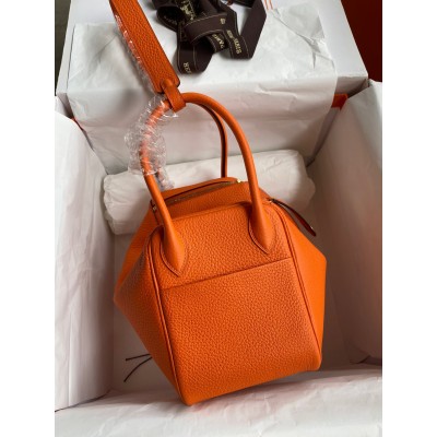 Hermes Lindy 26 Handmade Bag In Orange Clemence Leather LDBS242794