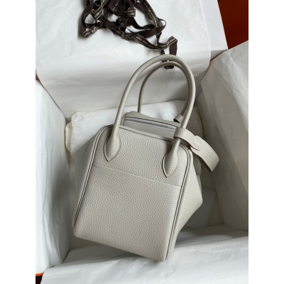 Hermes Lindy 26 Handmade Bag In Pearl Grey Clemence Leather LDBS242795