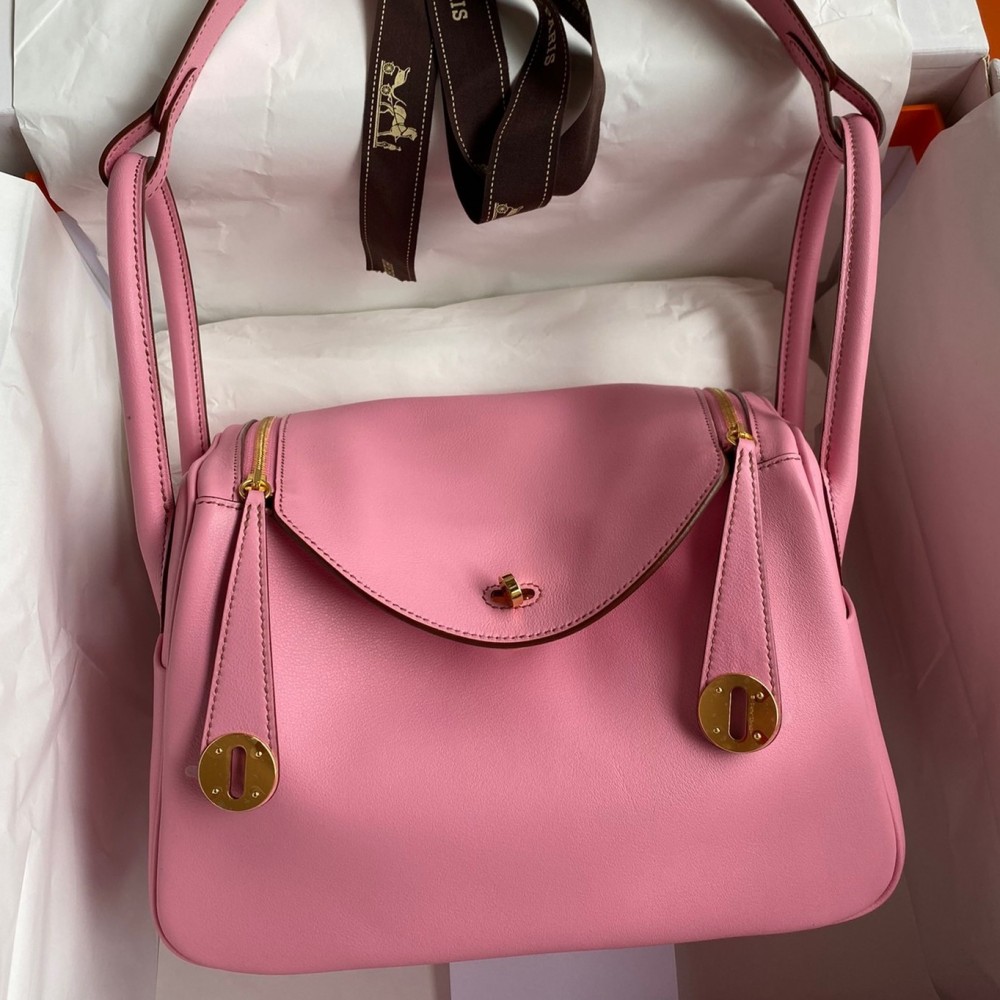 Hermes Lindy 26 Handmade Bag In Rose Confetti Swift Calfskin LDBS242796