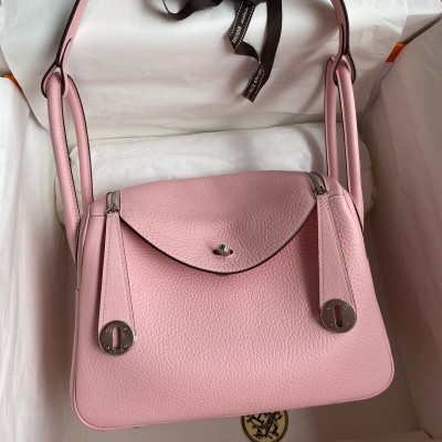 Hermes Lindy 26 Handmade Bag In Rose Sakura Clemence Leather LDBS242797