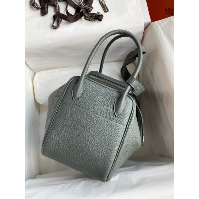 Hermes Lindy 26 Handmade Bag In Vert Amande Clemence Leather LDBS242803