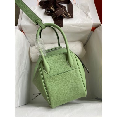 Hermes Lindy 26 Handmade Bag In Vert Cypres Clemence Leather LDBS242806