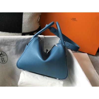 Hermes Lindy 26cm Bag In Blue Jean Clemence With PHW LDBS242752