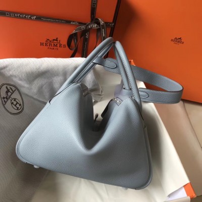 Hermes Lindy 26cm Bag In Blue Lin Clemence With PHW LDBS242753