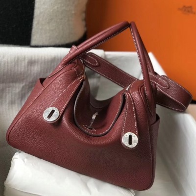 Hermes Lindy 26cm Bag In Bordeaux Clemence With PHW LDBS242754