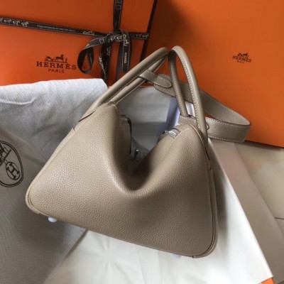 Hermes Lindy 26cm Bag In Gris Tourterelle Clemence With PHW LDBS242759