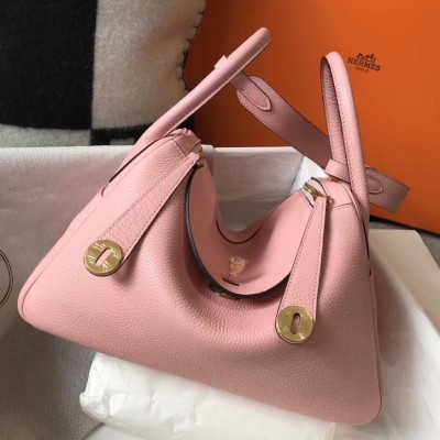 Hermes Lindy 26cm Bag In Pink Clemence With GHW LDBS242763