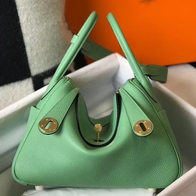 Hermes Lindy 26cm Bag In Vert Criquet Clemence With GHW LDBS242767