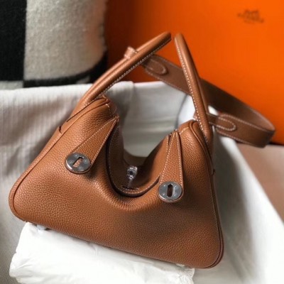 Hermes Lindy 30cm Bag In Brown Clemence Leather LDBS242814