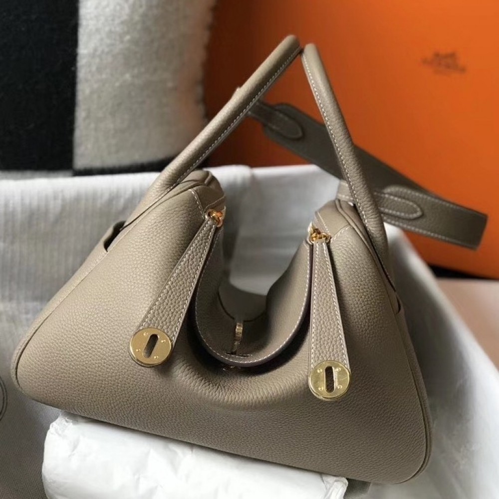 Hermes Lindy 30cm Bag In Grey Clemence Leather LDBS242815