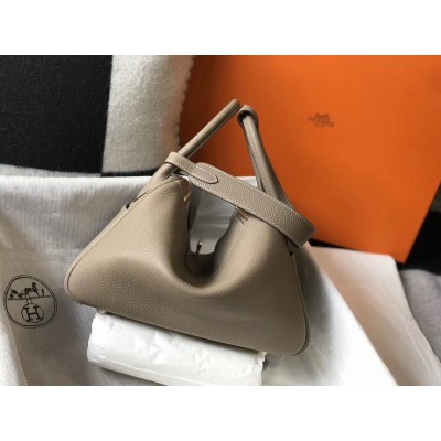 Hermes Lindy 30cm Bag In Grey Clemence Leather LDBS242815