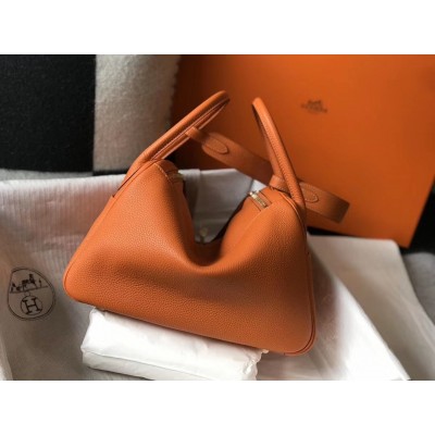 Hermes Lindy 30cm Bag In Orange Clemence Leather LDBS242820