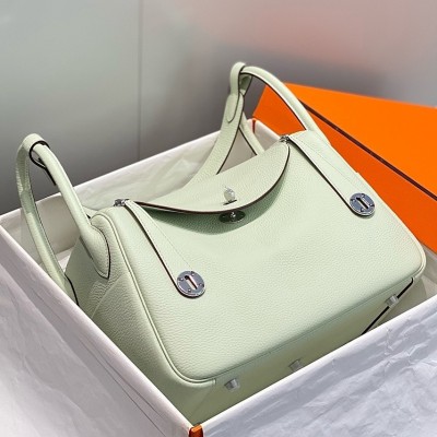 Hermes Lindy 30cm Bag In Vert Fizz Clemence Leather PHW LDBS242823