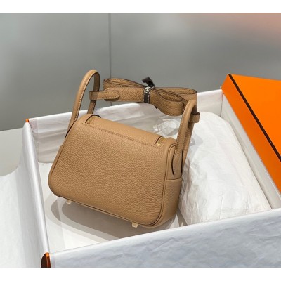 Hermes Lindy Mini Bag In Chai Clemence Leather GHW LDBS242825