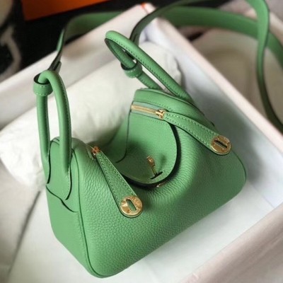 Hermes Lindy Mini Bag In Vert Criquet Clemence Calfskin LDBS242827