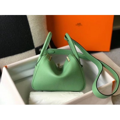 Hermes Lindy Mini Bag In Vert Criquet Clemence Calfskin LDBS242827